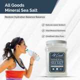 All Goods Mineral Coarse Grain Sea Salt, 4 LB. Natural Mineral Salt from Mexico, Unrefined, Hand-Harvested, 90+ Essential Minerals, Kosher, 30% Low