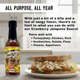 Torchbearer Sauces Cranberry Jalapeno Hot Sauce, 5oz Medium Heat Level 2 - All Natural Hot Sauce, Extract-Free, Preservative-Free, Made in USA