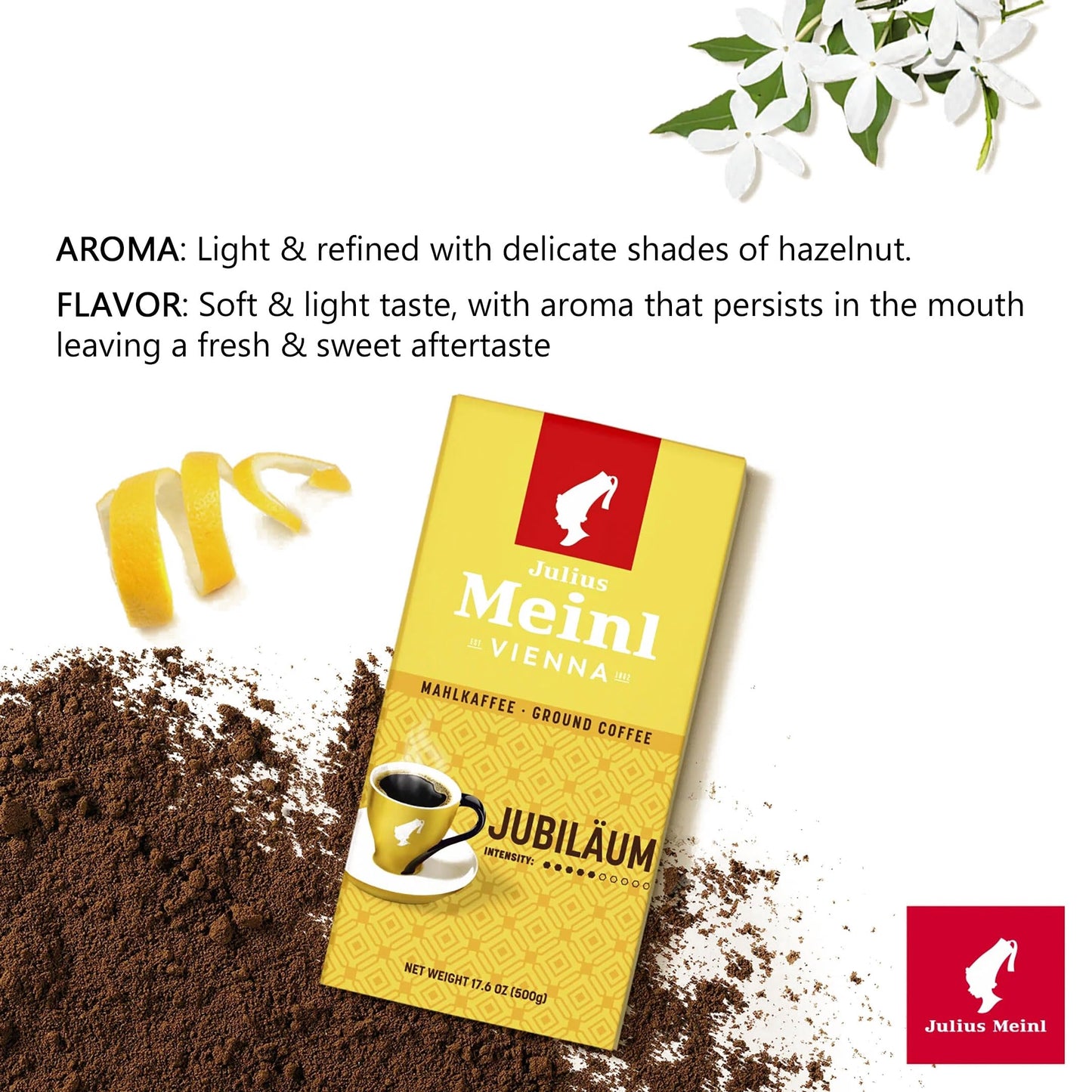 Julius Meinl, Medium Roast Ground Coffee, Imported Viennese "Jubilaum Blend", Fair Trade and Kosher, 500g/17.6oz