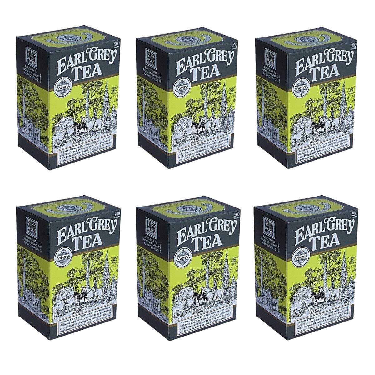 Mlesna Earl Grey Black Tea Pure Ceylon Loose Leaf Tea 200g X 6 Pack - Rare Flowery BOP Tea With Bergamot Extracts - Very Exclusive Tea Rich in Old