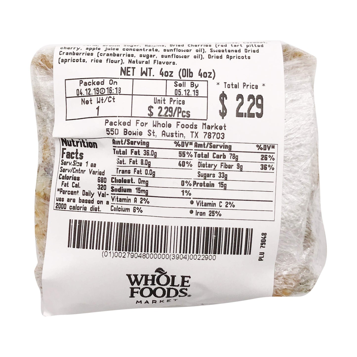 Whole Foods Market, Bar Granola, 4 Ounce