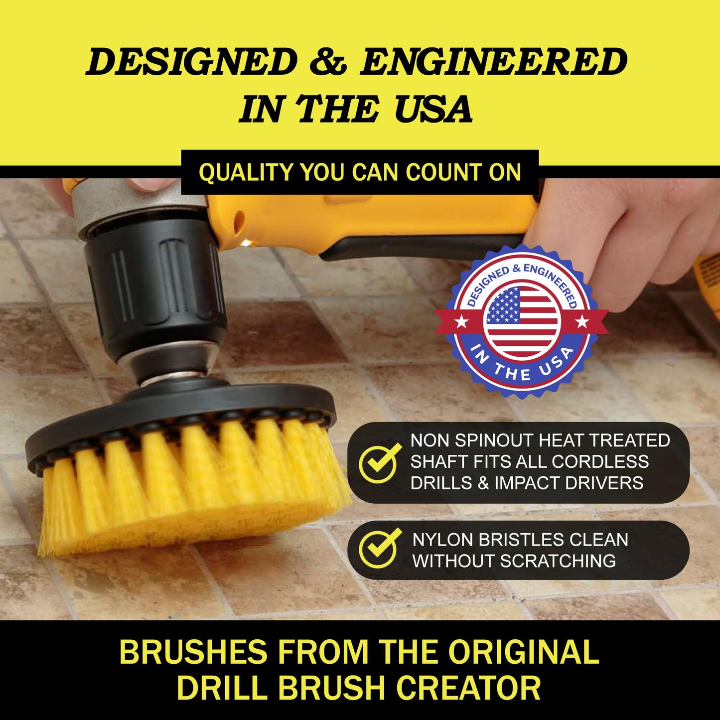 Drillbrush Drill Brush Attachment Set for Bathroom Cleaning - Power Scrubber Brush Kit for Tub, Tile, Shower, and Grout - All-Purpose Household