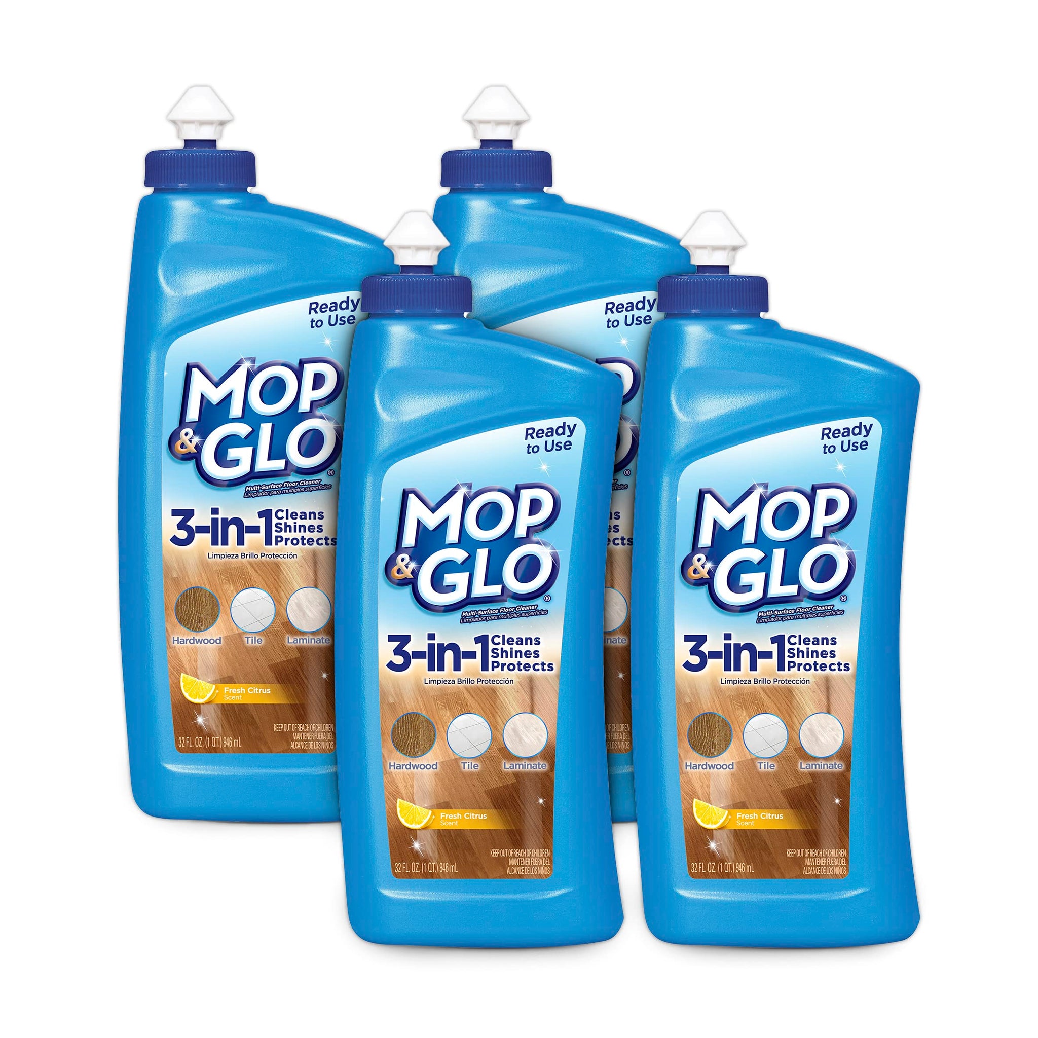 Mop & Glo Multi-Surface Floor Cleaner, 32 Ounce (Pack of 4)