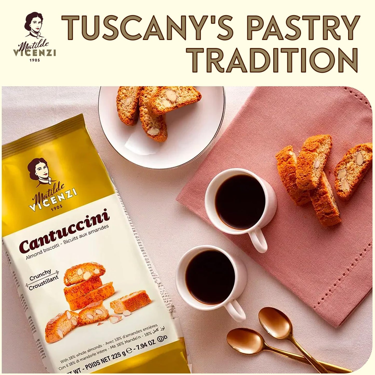 Vicenzi Cantuccini Biscotti, 7.93-Ounce Bags