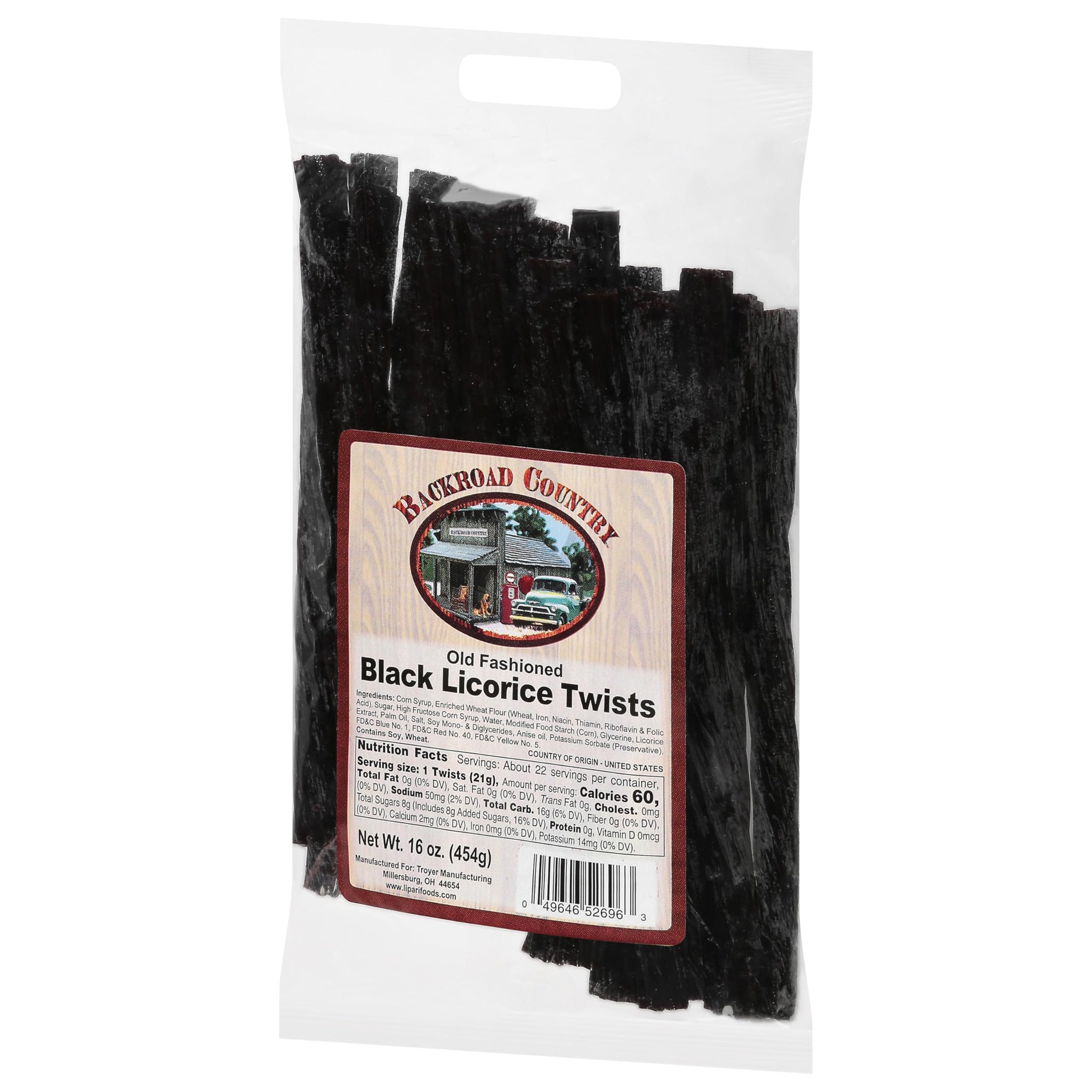 Backroad Country Old Fashioned Classic Black Licorice Twists - Licorice Candy - Made in the USA - 16 OZ (Pack of 1)