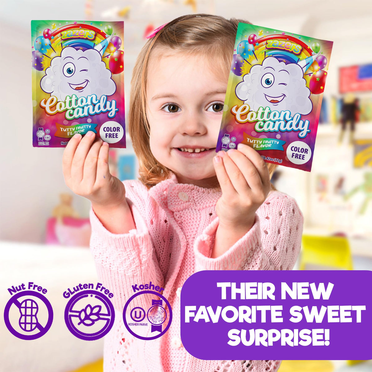 White Cotton Candy 10-Pack, Tutti Frutti - Dye Free Party Favors, Kosher