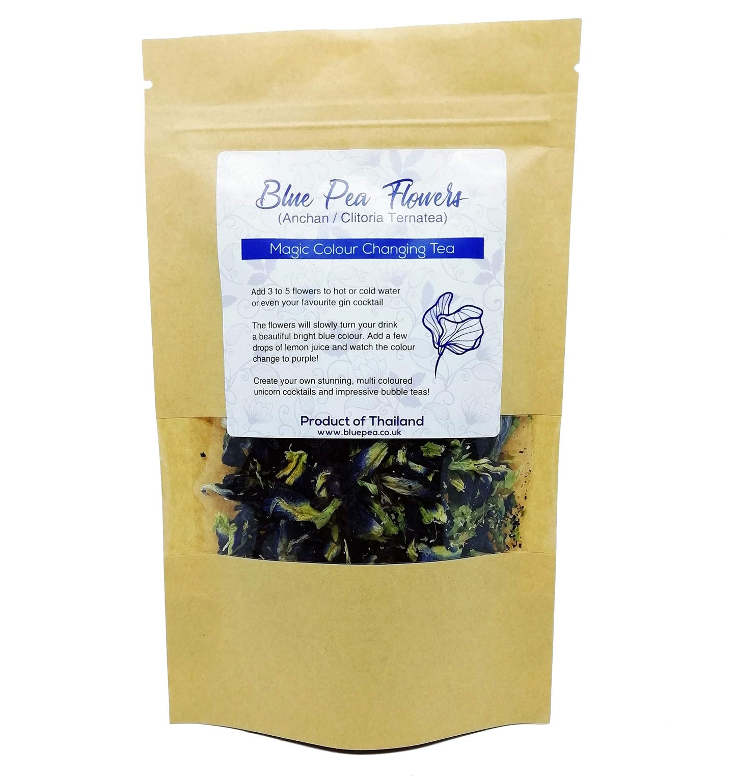 GOOD ACTIVE Dried Blue Butterfly Pea Flower Clitoria ternatea Herbs Herbal Healthy Tea Drink Recipes Food Coloring Antioxidants Aging Wrinkles 2lbs