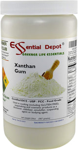 Essential Depot Xanthan Gum 20 oz. Powder USP FCC Food Grade - Gluten Free Cooking - Safety Sealed HDPE Container with Resealable Cap