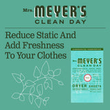 Mrs. Meyer's Clean Day Dryer Sheets, Softens Fabric, Reduces Static, Cruelty Free Formula, Basil Scent, 80 Count