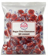 50 Pieces Sugar-Free Cinnamon Candy - Sweet & Spicy Sugarless Drops for Parties, Snacks & Gifts, Individually Wrapped Bulk