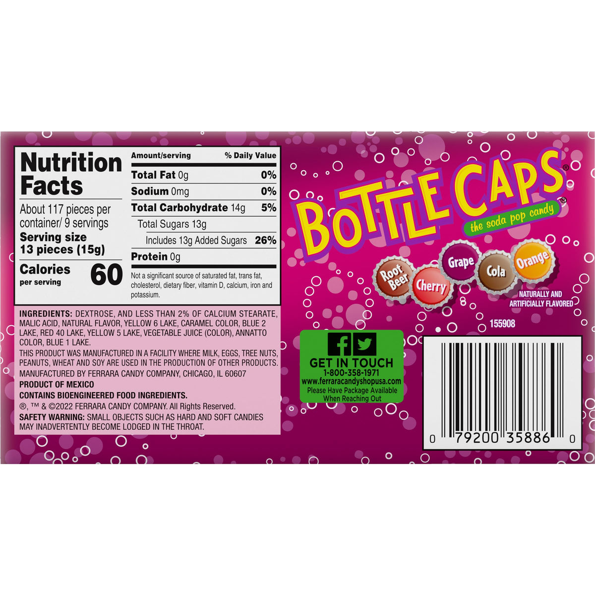 Bottle Caps - Pack of 3 - Soda Pop Candies - 5 oz. Movie Theater Boxes