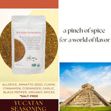 Organic Yucatan Seasoning Mix, No Salt, Authentic Latin American Mexican Seasoning Mix for Cooking Grilling Chicken, Tacos, Fish, Pork & Vegetables
