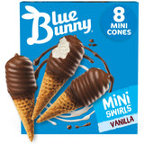 Blue Bunny Frozen Mini Swirls Ice Cream Cones,Vanilla, 8 Count