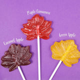 Autumn Leaf Lollipops, Individually Wrapped Thanksgiving and Fall Themed Candy, Caramel, Green Apple, and Maple Cinnamon, 24 Suckers