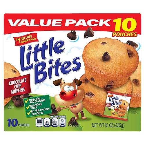 (Value Pack) Little Bites Chocolatey Chip Muffins, 10 individual packs, (1.5 oz each), Made with Real Chocolate Chip Mini Muffins, 15 oz Multipack