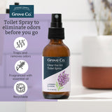 Grove Co. Toilet Spray, Clear the Air Bathroom Spray Air Freshener (2 fl oz) Odor Eliminator for Strong Odor, 100% Natural Lavender Blossom Scent
