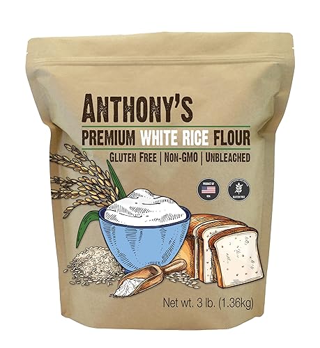 Anthony's Premium White Rice Flour, 3 lb, Gluten Free, Non GMO