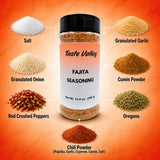 Taste Valley Fajita Seasoning - 13.4 oz Large Shaker Jar | 380 Servings | Zero Calories | Bold Tex-Mex Spice Blend | No MSG | Seasoning for Chicken