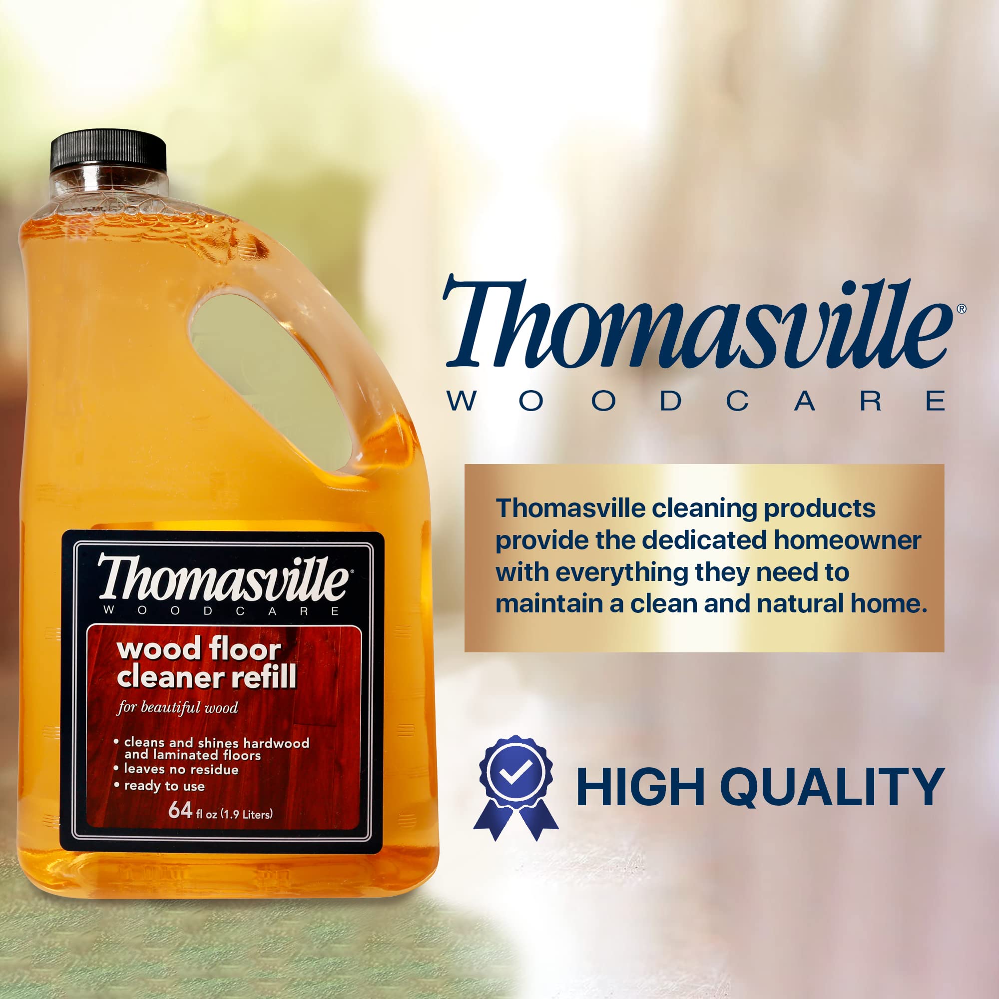 THOMASVILLE WOOD FLOOR CLEANER REFILL - Multisurface Wood Cleaner and Polish Furniture Quick Shine Restorer Protector Kitchen Cabinets Surface Cleaner