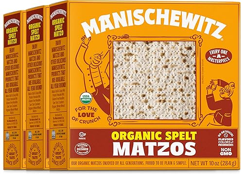 Manischewitz Organic Spelt Matzo, Kosher For Passover, 10 Ounce Box (3-Pack)