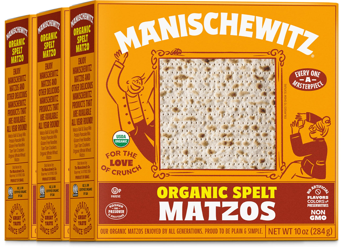 Manischewitz Organic Spelt Matzo, Kosher For Passover, 10 Ounce Box (3-Pack)