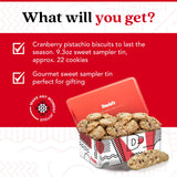 David's Cookies Cranberry Pistachio Biscuits Sweet Sampler Tin - Irresistible Crunch, Snacks And Bakery Treats - Ideal for Snacking And Gifting