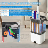 Mop and Bucket Set with Wringer,Separate Clean Dirty Water, Self Wringing Microfiber Dust Flat Mop for Hardwood Floors, Kitchen, Wall Cleaner -with 4
