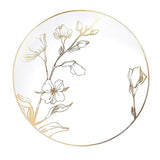 [7'' Plates 40 Count] White Plastic Floral Design Party Plates With Gold Rim Premium heavyweight Elegant Disposable Tableware Dishes