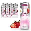 Easy Energy Drink (Strawberry) - Zero Sugar Sparkling Energy Drink with Natural Caffeine, Magnesium & Lion’s Mane - Clean Energy for Workouts & Busy