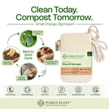 Purely Plant Loofah Dish Sponge 6 Pack-Non Toxic, 100% Plastic Free, Compostable & Biodegradable Premium Kitchen Scrubber, Plant Based, Non-Scratch