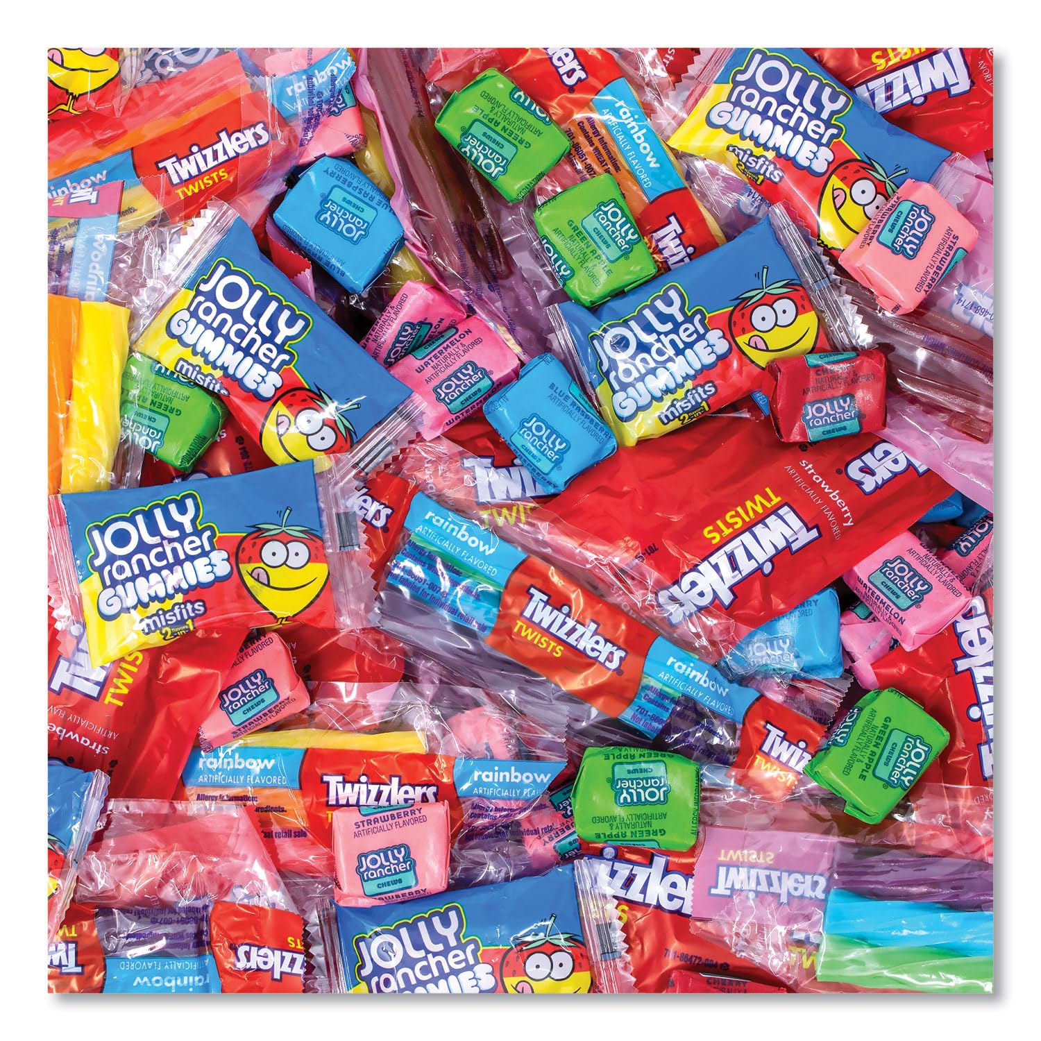 Sweets Assortment Bulk Variety (Twizzlers Rainbow and Strawberry, Jolly Rancher Gummies Misfits and Fruit Chews), 260 Pc./69.4