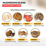 OldSoul Superfood Mushrooms Cappuccino Blend | Arabica Coffee | Approx. 70 Doses | Energy, Focus, Immunity | 14 oz (400 g)