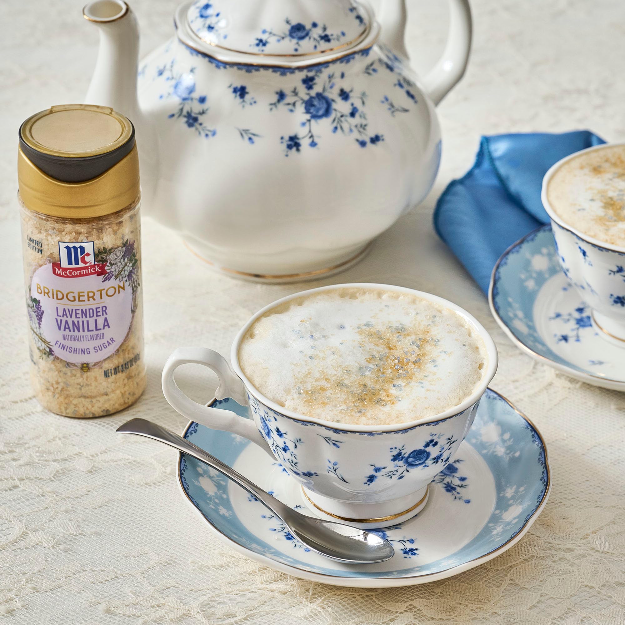 McCormick Bridgerton Finishing Sugar, Lavender Vanilla, Limited Edition, Floral Lavender Notes, Smooth Vanilla Flavor, For Cakes, Cocktails, Matcha Tea, and More, 3.45 oz