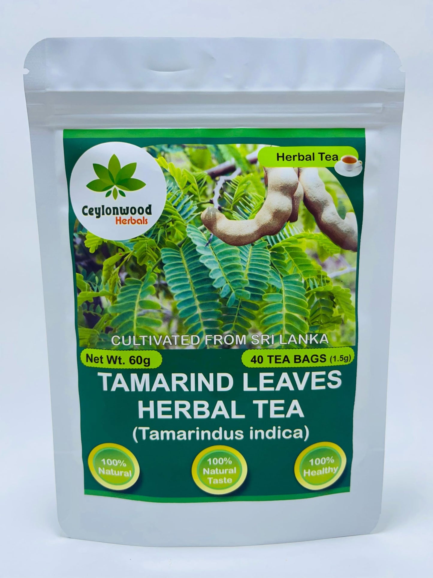Organic Tamarind Leaves Herbal Tea (Tamarindus indica) - 40 Tea Bags (1.5g Each) - Pure & Natural, Caffeine-Free Infusion for a Refreshing Experience