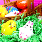Frankford Pre-filled Bunnies, Chicks, and Patterned Plastic Egg Easter Basket Stuffers with Jelly Bean Candy, 18 Count