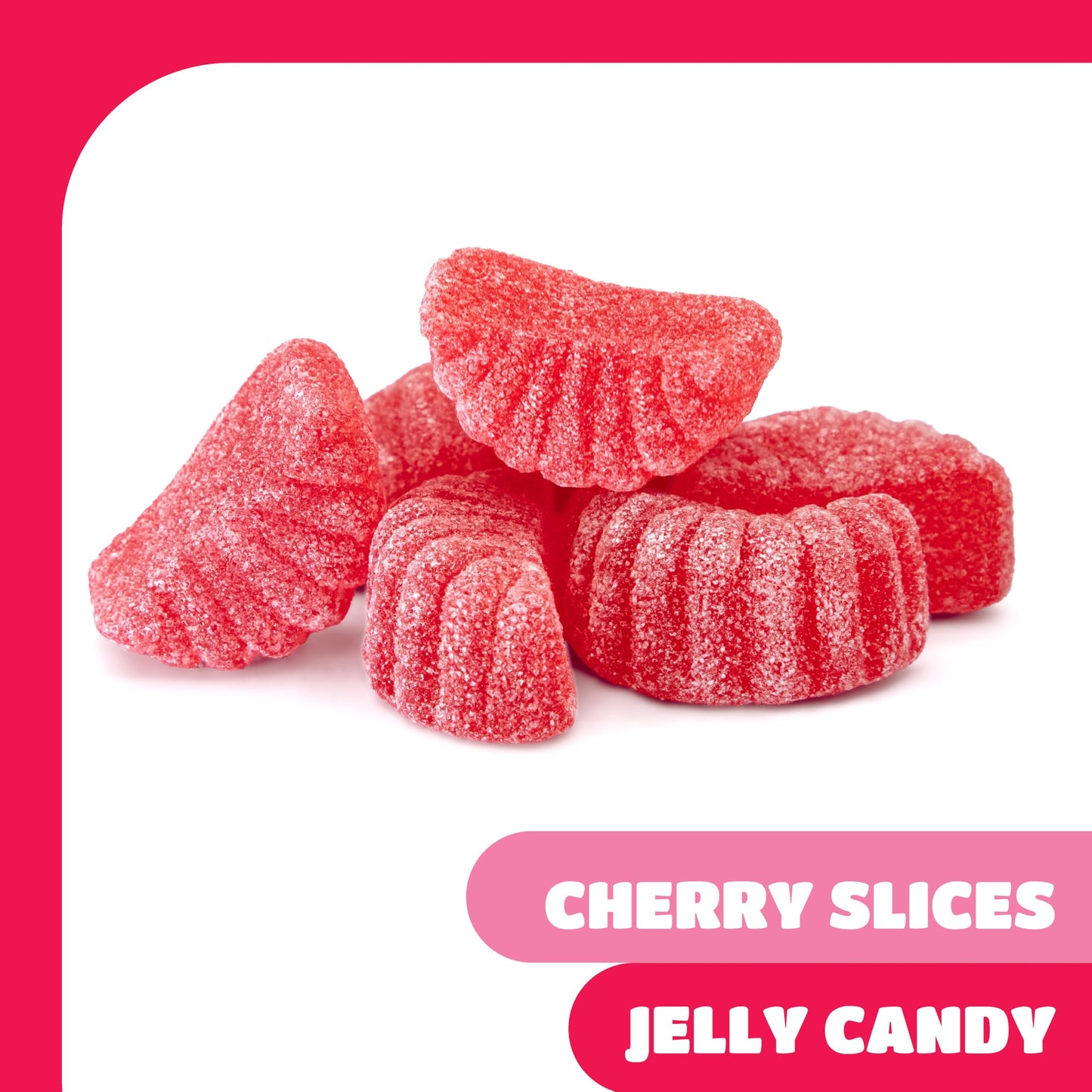 Cherry Slices Jelly Candy - 2 Pound Bulk Pack - Nostalgic Candy for Office Bowls and Holiday Buffets - Gelatin Free Soft Candies for Snacking