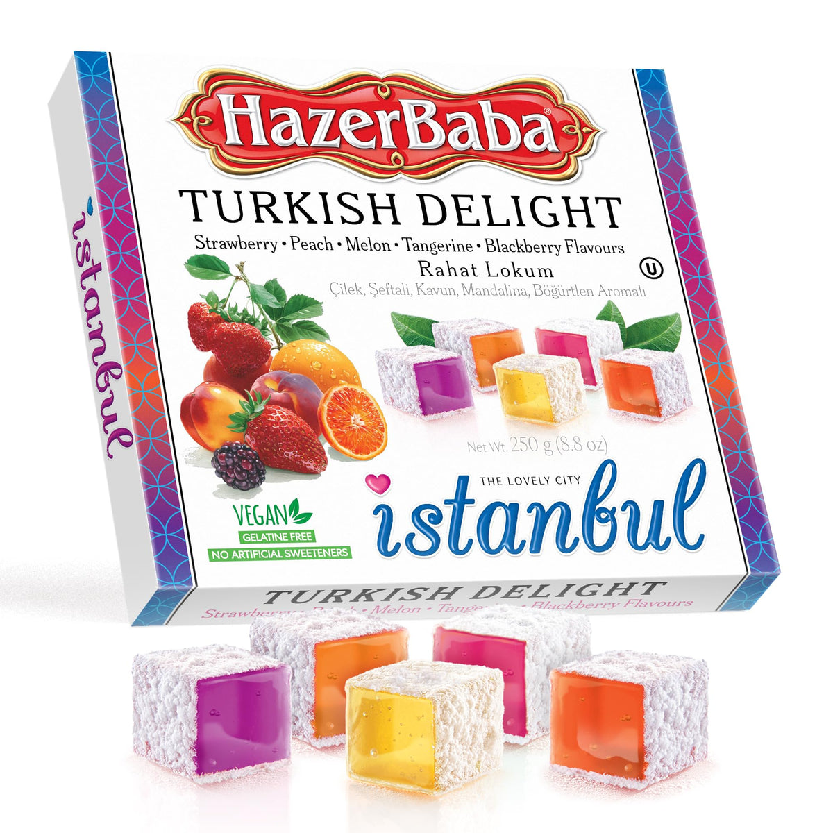 HazerBaba Assorted Turkish Delight Candy, 8.8 Oz (Pack of 1), Lokum