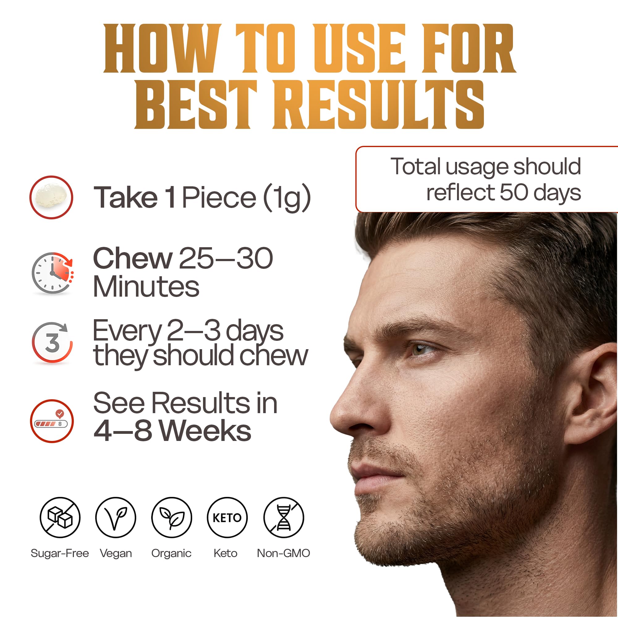 Mastic Gum for Jawline Training - 100% Natural Chios Mastiha Hard Chewing Gum | 20 Servings, 1g Each | Ultra-Tough Mewing Gum for Men | Jawline