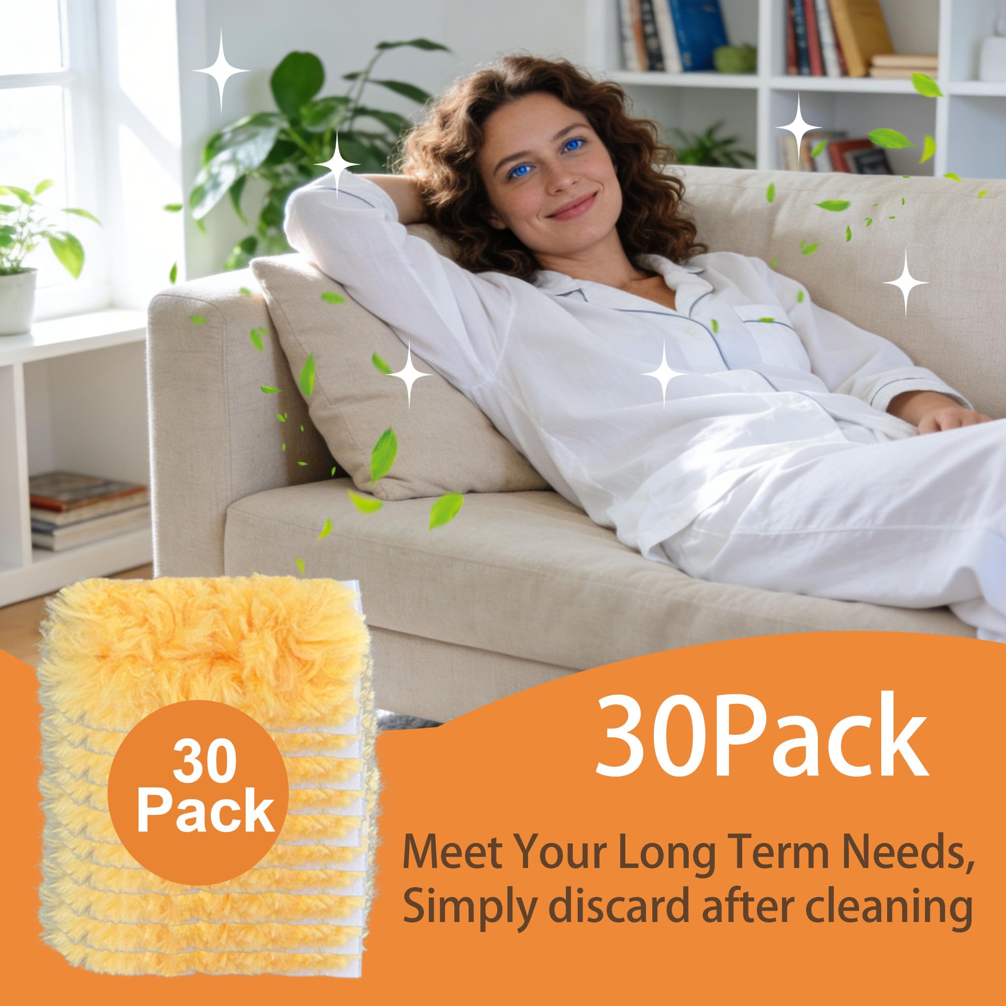 30Pack Heavy Duty Duster Refills?No Handle?, Unscented Disposable Dusters Refill Kit for Cleaning Dusting Furniture Blind Ceiling Fan