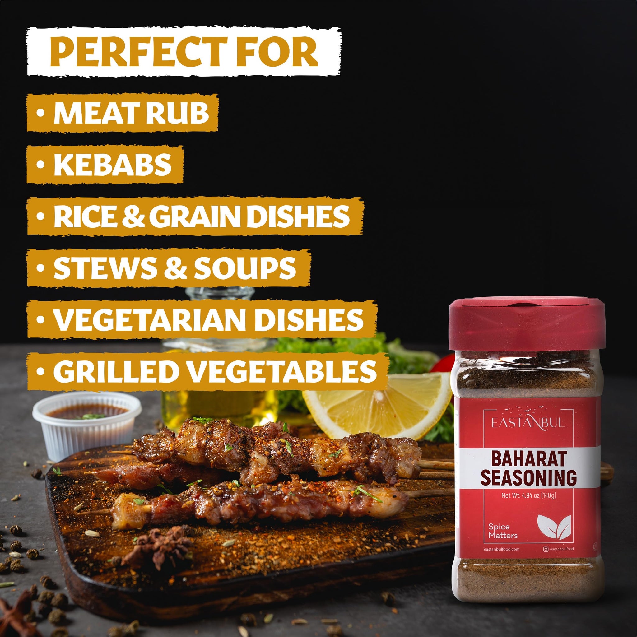 Eastanbul Baharat Spice Blend, 4.94oz, Baharat Spice, Seasoning For Turkish & Middle Eastern Dishes, Turkish Seasoning Mix, Vegan, Gluten Free, Sodium