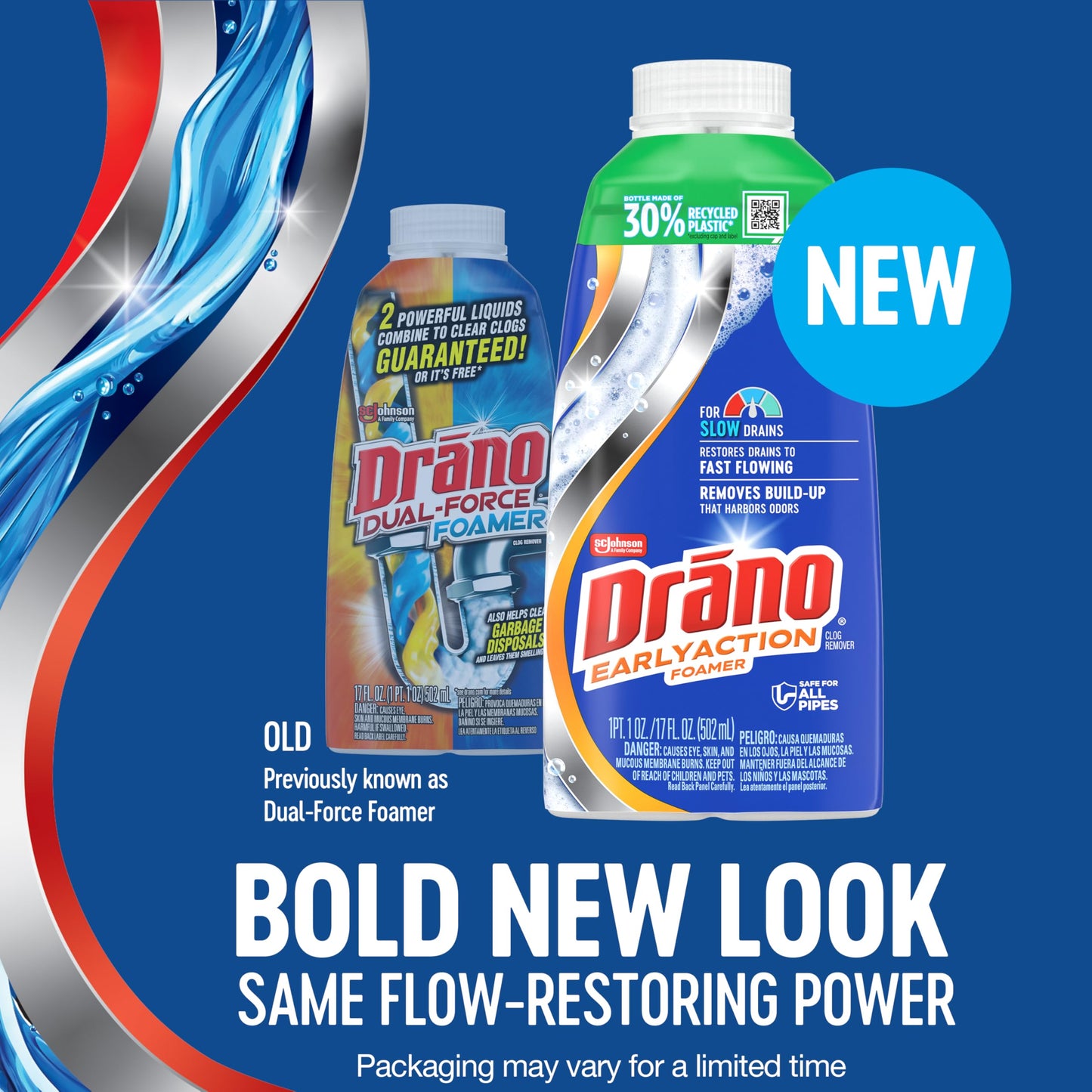 Drano EarlyAction Foamer, Drain Clog Remover & Cleaner, Unclogs Hair, Grease, Soap & Slow Drains, Removes Sources of Odor, Safe for Septic, Pipes