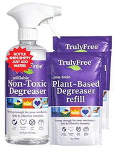 Truly Free Heavy Duty Degreaser - Grease Remover & Grime Cleaner for Kitchen, Automotive & More, Household Cleaning Supplies, Fragrance-Free, Includes