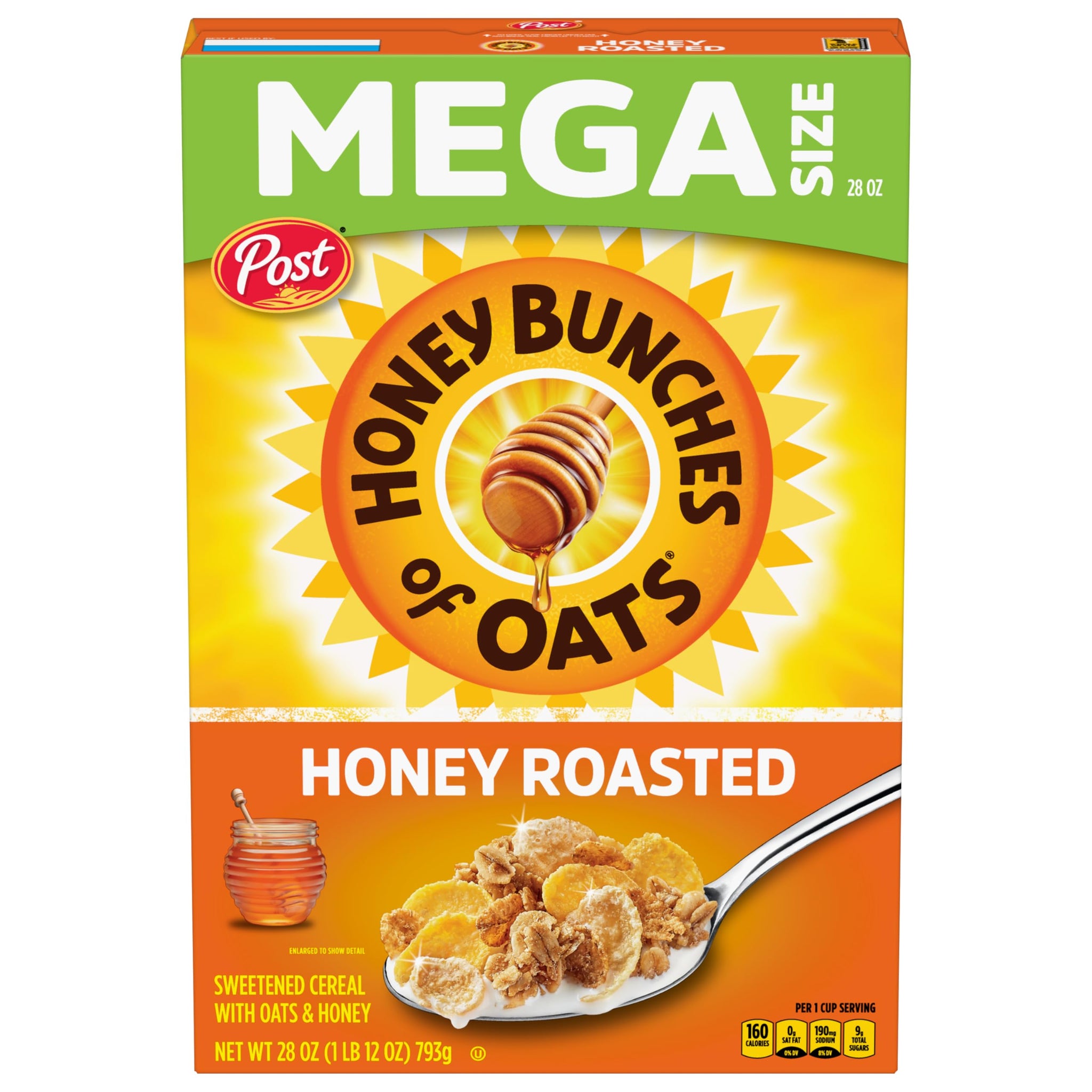Honey Bunches of Oats Honey Roasted, Heart Healthy, Low Fat, made with Whole Grain Cereal, 28 Ounce