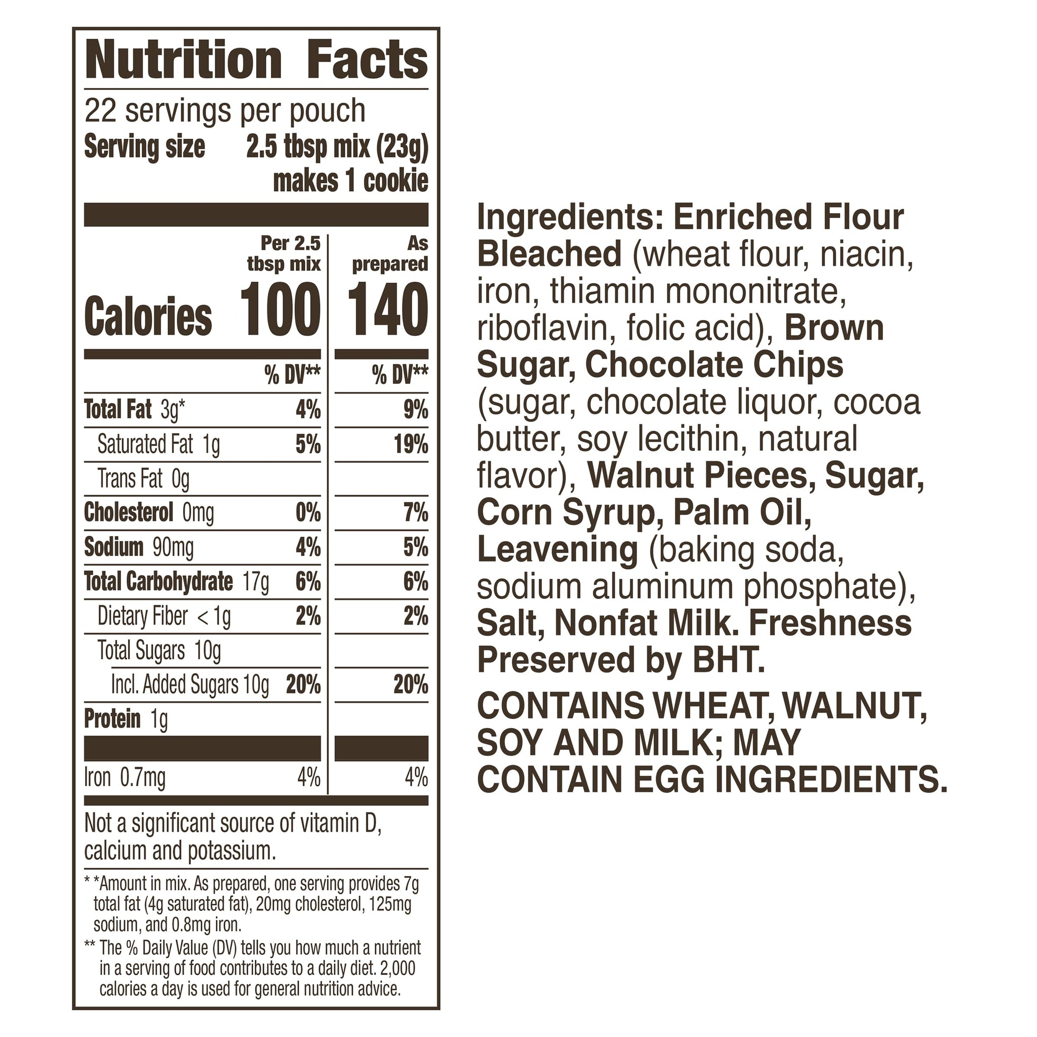 Betty Crocker Walnut Chocolate Chip Cookies, Cookie Baking Mix, 17.5 oz