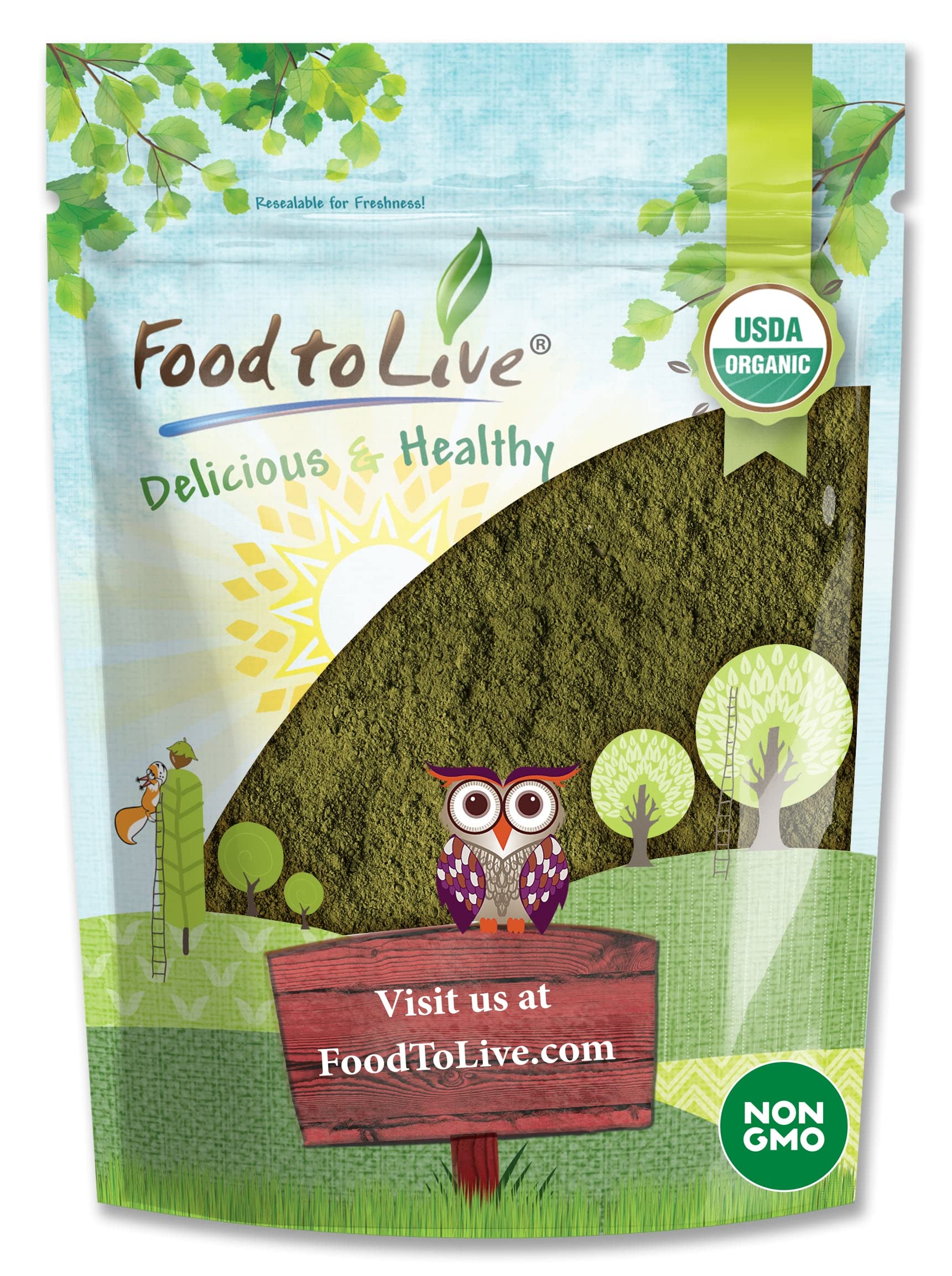 Food to Live Organic Spinach Powder, 1 Pound - Non-GMO, Finely Ground Dehydrated Leaves, Pure, Vegan, Kosher, Bulk. Source of Fiber, Vitamin A, Iron