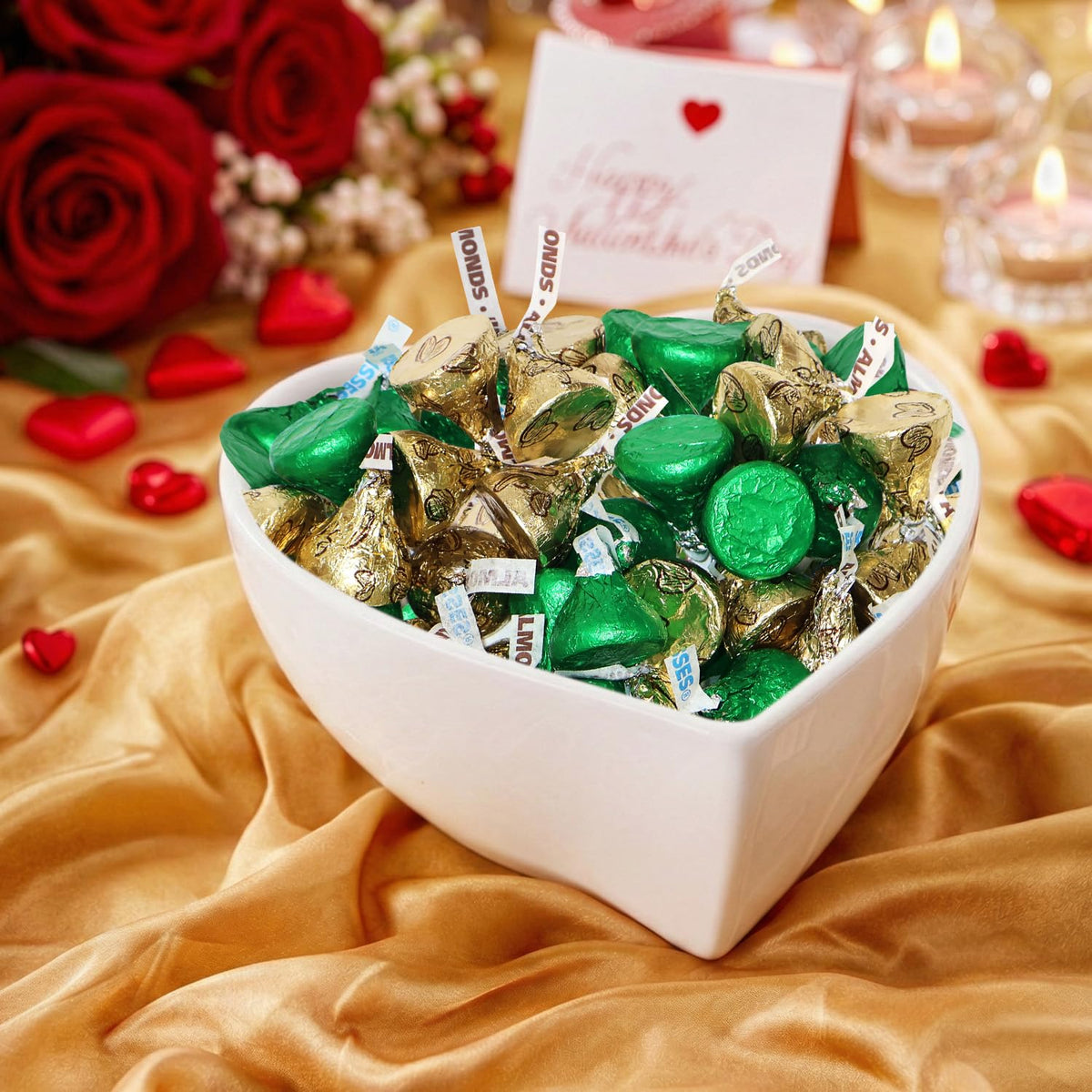 Green & Gold Foil Wrapped Milk Chocolate Candy - 1 Pound St. Patrick’s Day Bulk Chocolate Mix, Gold Almond Chocolates & Green Milk Chocolate For Party