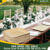Eco Craft Stix 10 inch Square Palm Leaf Plates. Eco Friendly Dinnerware. Pack of 25 Plates. Eco-Friendly and Compostable Palm Plates. Sturdy