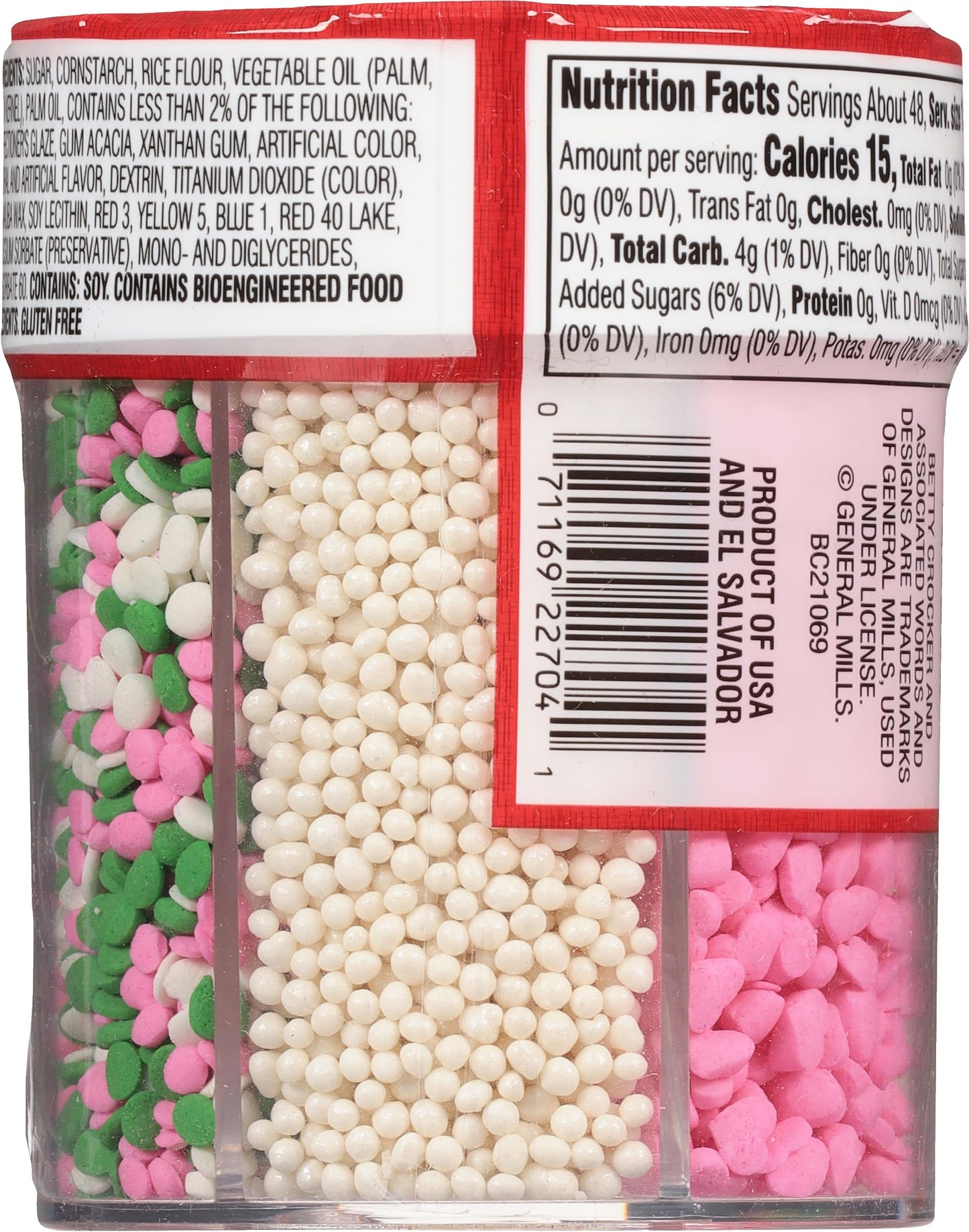 Betty Crocker 6 Cell Sprinkles, Pretty in Pink, Dessert Sprinkles for Cake, Cupcake, Cookies, Gender Reveal, Baby Showers, Pink and White Mix, 6.7 Oz