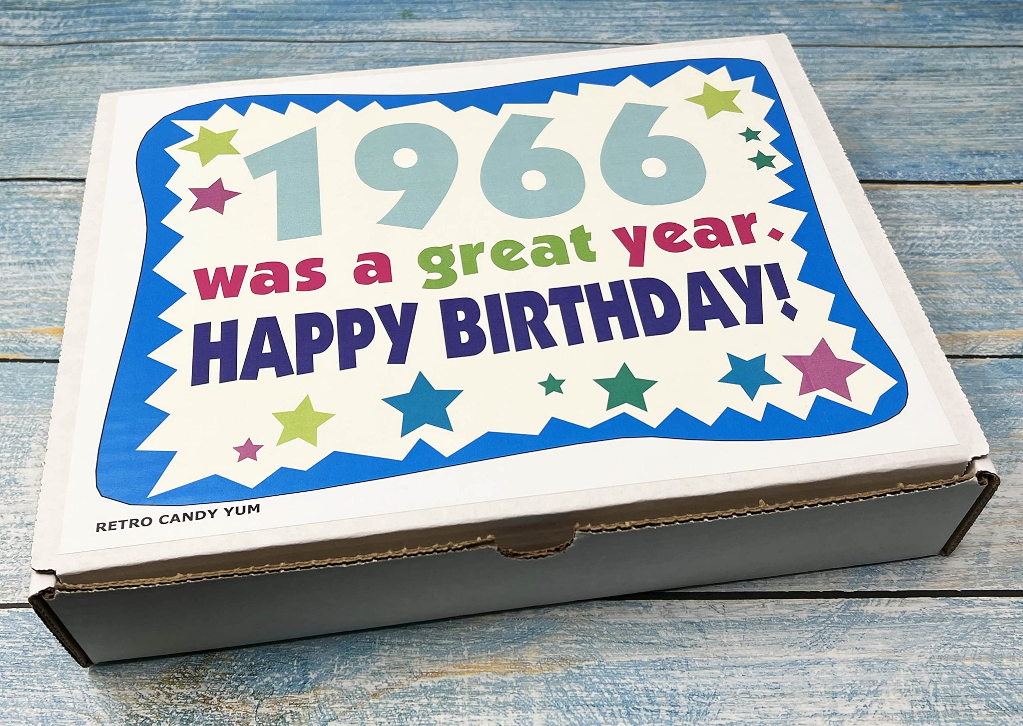 RETRO CANDY YUM ~ 1966 60th Birthday Gift Box Nostalgic Candy Assortment from Childhood for 60 Year Old Man or Woman Born 1966
