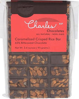 Charles Chocolates, Chocolate Bittersweet Caramelized Crisp Rice Bar, 3.4 Ounce